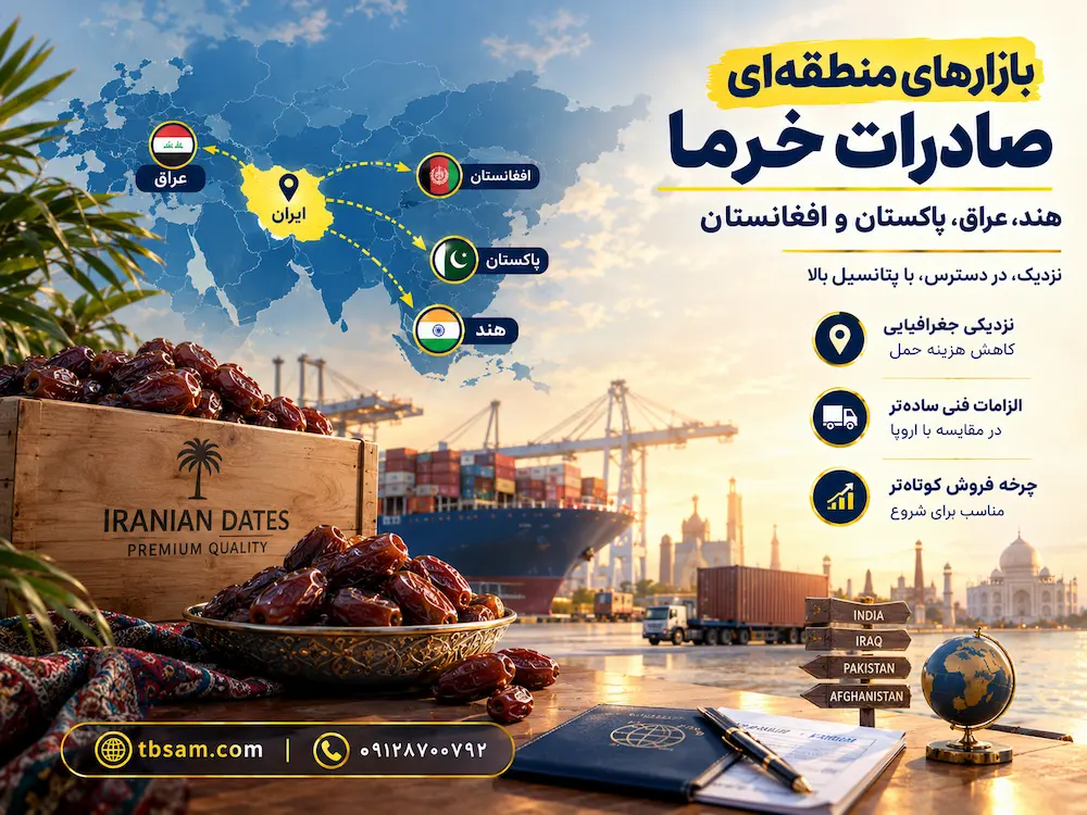 بازارهای منطقه‌ای صادرات خرما؛ هند، عراق، پاکستان و افغانستان